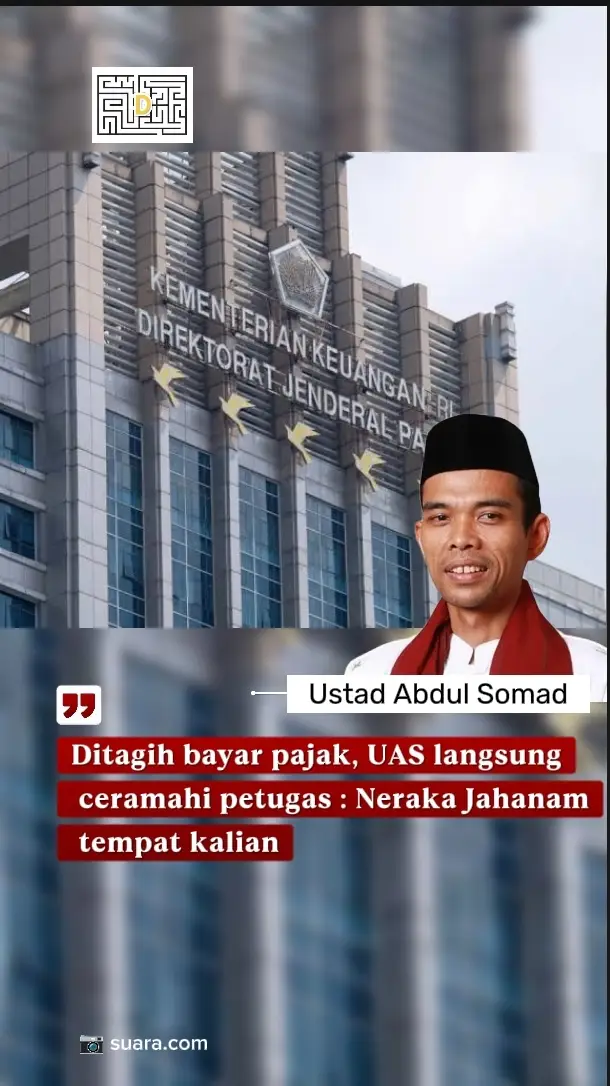 Ustaz Abdul Somad ternyata pernah punya pengalaman ditagih pajak yang menurutnya tak semestinya. Pendakwah yang biasa disapa UAS ini mengaku saatu hari dipanggil petugas pajak untuk membayarkan pajak penghasilan dari kanal YouTube-nya. Entah dihitung dari mana yang bikin sang ustaz bingung, karena dia diminta bayar pajar dari kanal YouTube-nya yang disebut berpenghasilan Rp150 juta per bulan. Sebagai orang yang taat pajak, UAS pun datang ke kantor pajak dan mendapatkan penjelasan tersebut. 