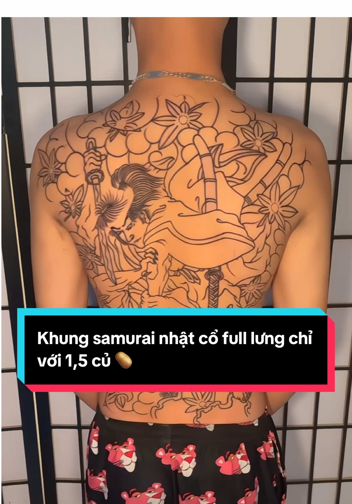 Khung samurai nhật cổ full lưng chỉ với 1,5 củ 🥔 nha ae #hinhxamdep #xamhinhnghethuat #xuhuong #tiktok #tattoo 