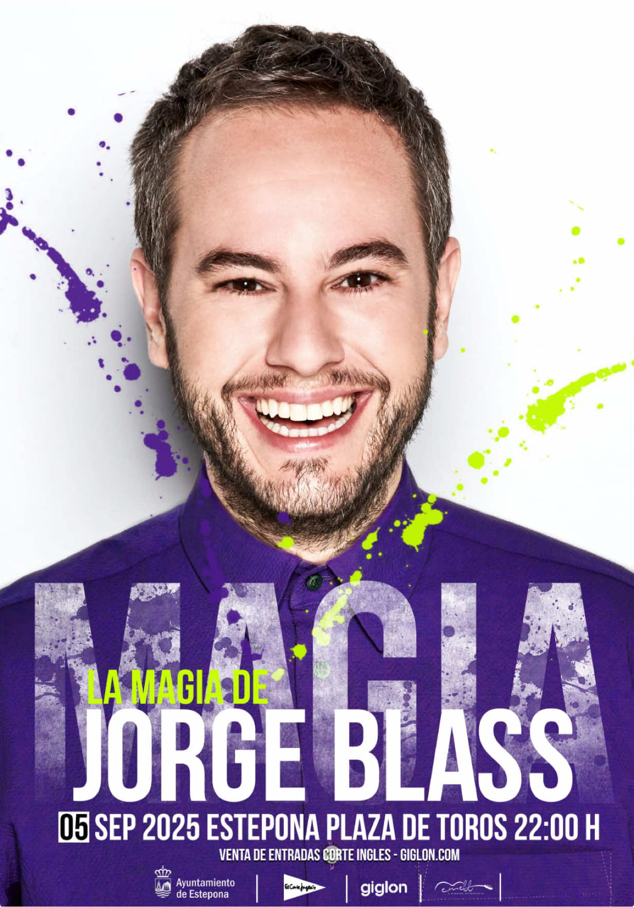 No te puedes perder el espectáculo del gran mago Jorge Blass, el viernes 5 de septiembre a las 22.00 horas en la Plaza de Toros.  @Jorge Blass Compra ya tu entrada en el Corte Inglés y en giglon.com