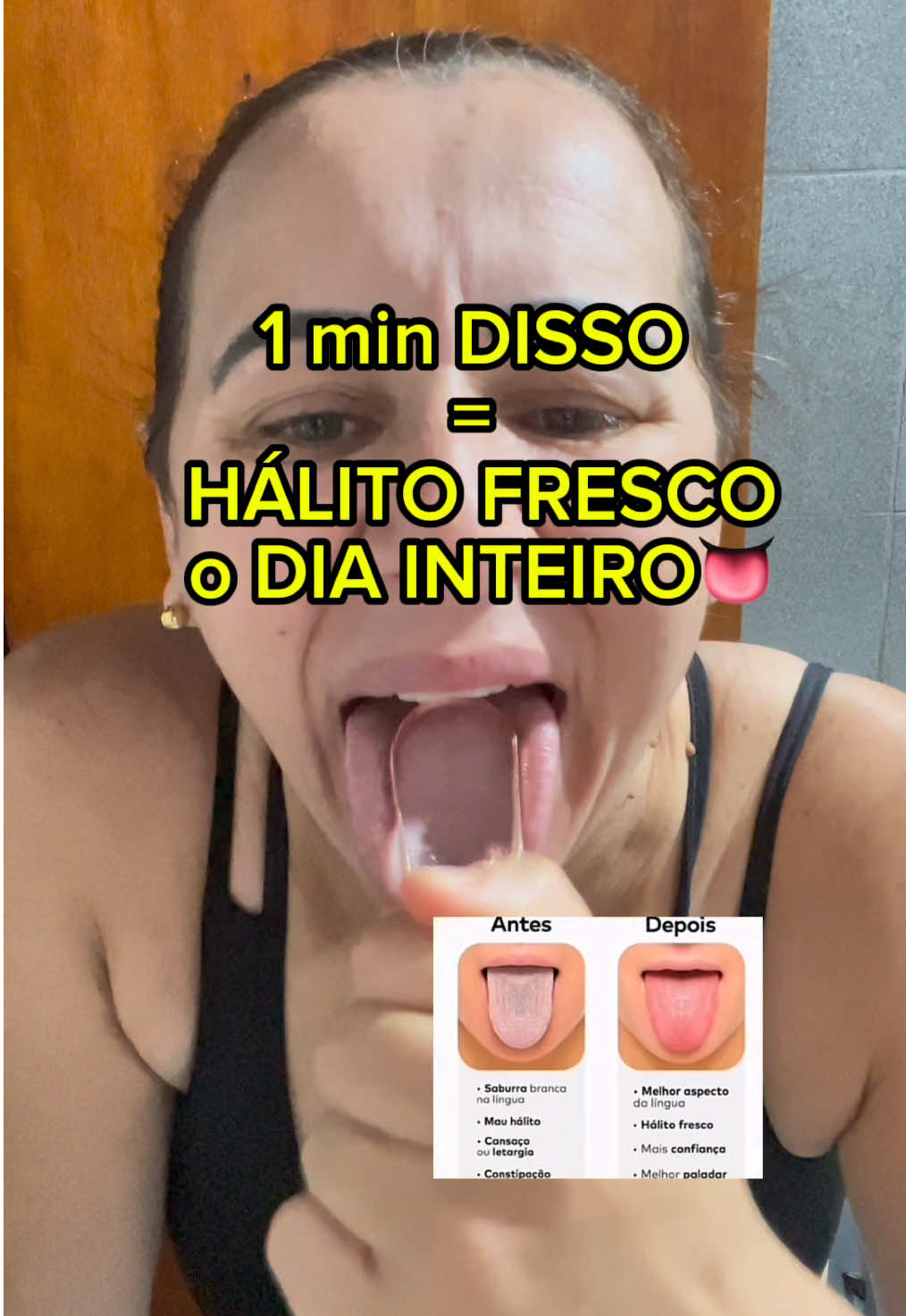 Ir pra academia com MAU HÁLITO never🤌🏻✨  Esse negócio é tão essencial quanto passar desodorante todos os dias. Não fico mais sem 😍🤩 #mauhalito #raspadordelinguadecobre #lingua #limpeza #saudebucal 