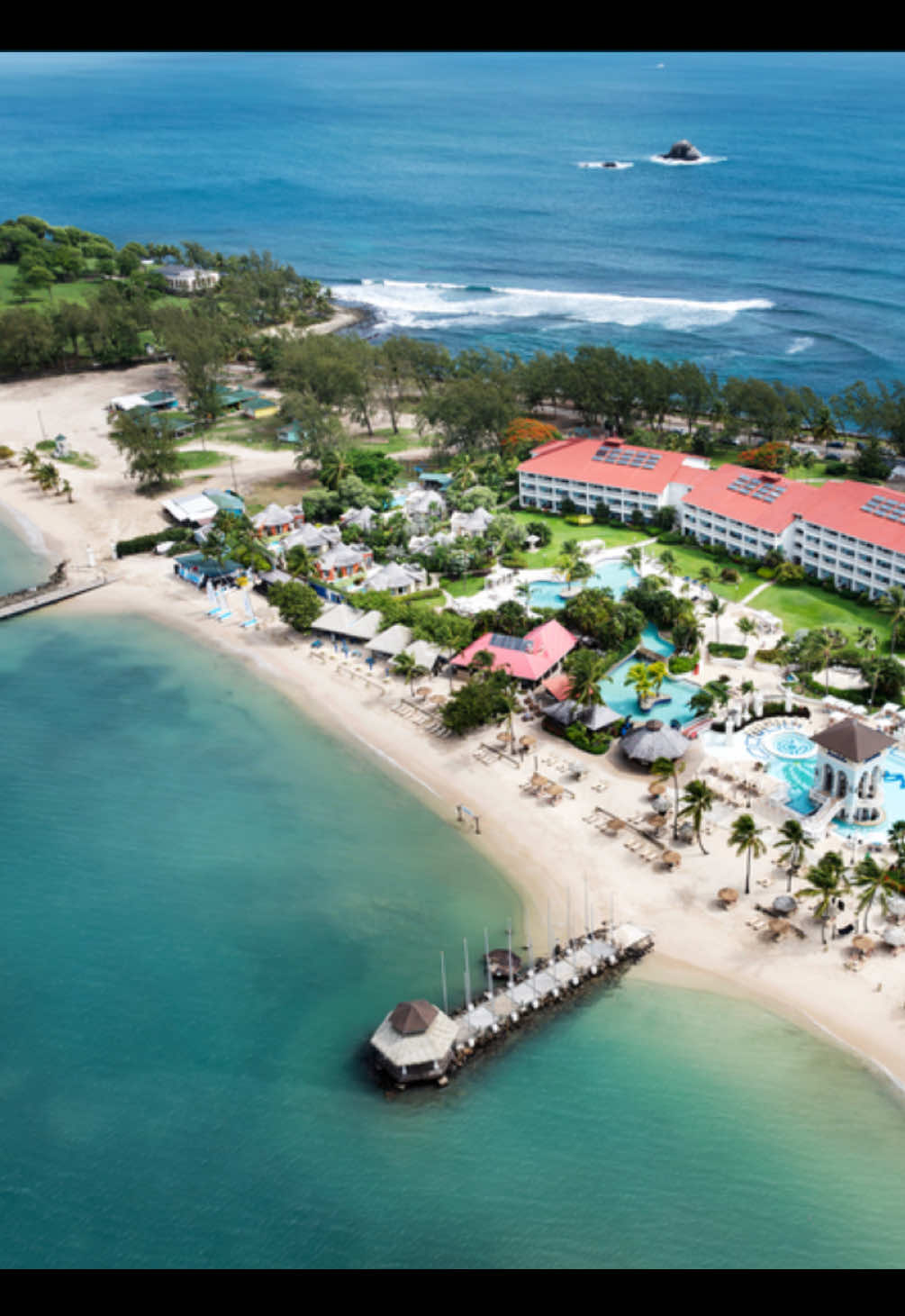 Picture-perfect blues, a unique coastline, and powder-white sands... Can you guess where this is? @Sandals Resorts 