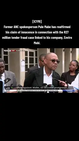 [ICYMI] Former ANC spokesperson Pule Mabe has reaffirmed his claim of innocence in connection with the R27 million tender fraud case linked to his company, Enviro Mobi.#GLOBALPULSE 