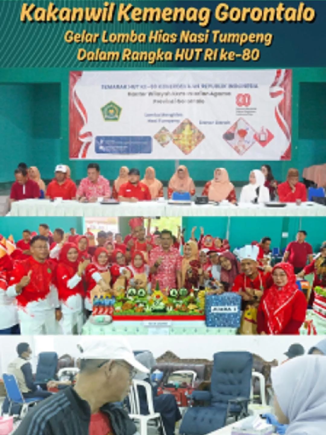Semarak HUT ke-80 RI, ASN Kemenag Gorontalo Gelar Lomba Hias Nasi Tumpeng #gorontalo #2025 #pppk #tiktok #fyp #asn #KemenagRI #SahabatReligi #kemenagri