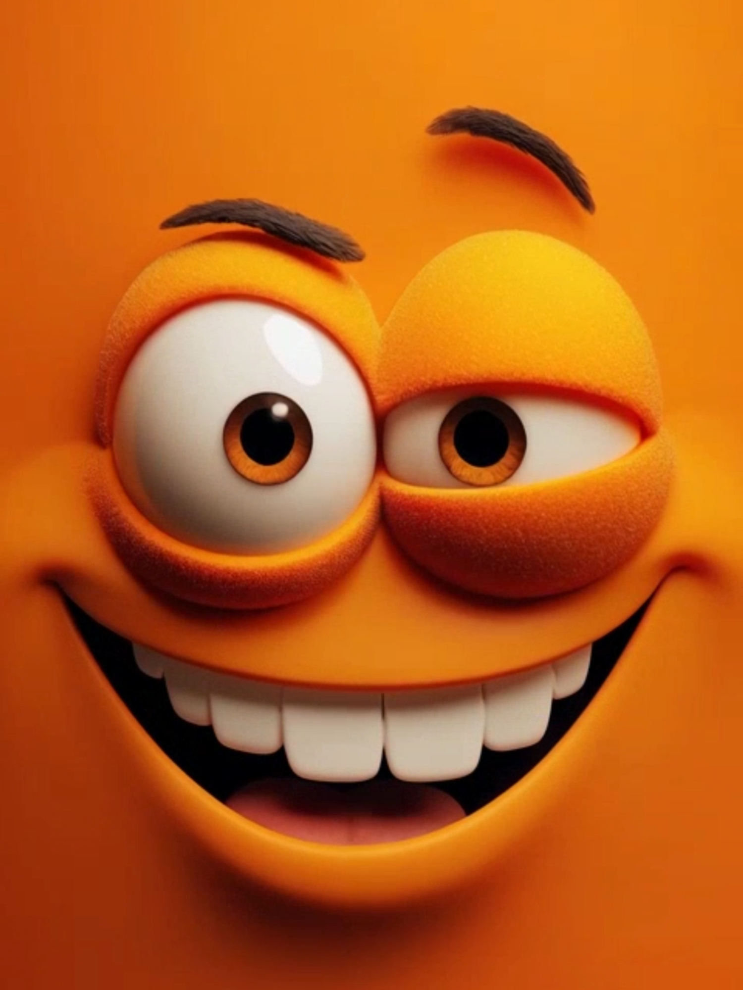 Live Wallpaper | Goofy Grin Activated #livewallpaper #funnyfaces #emoji #smiley #orange #cartoonvibes #memevibes #fyp #ai #phonewallpaper #wallpapervideo