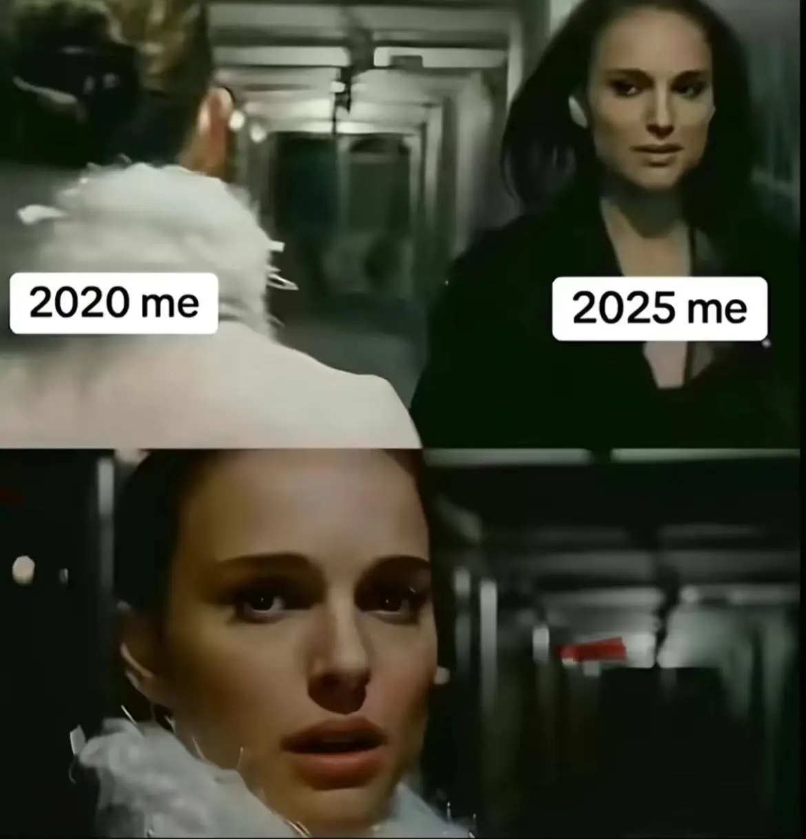 I don’t ever take selfies anymore so yall get a semi corporate emo selfie🤷🏻‍♀️ #2020vs2025 