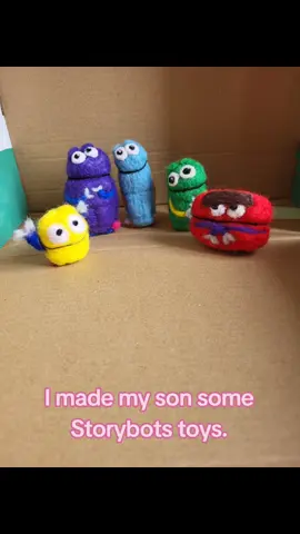My son loves Storybots so much. They are a special interest at the moment. You cannot buy toys anywhere, so I made these. Should I make more to sell?  #autistic #learnthroughplay #handmade 