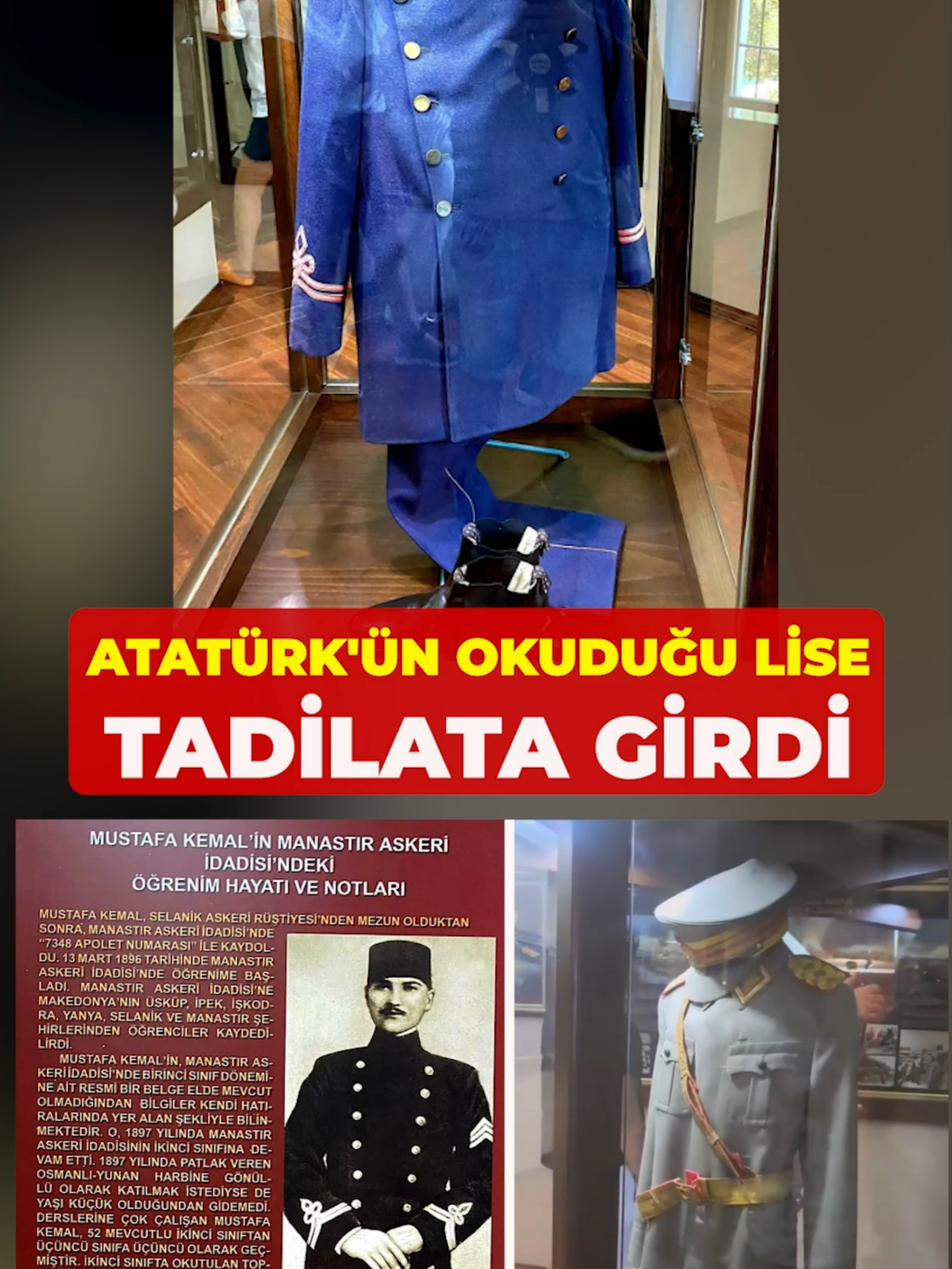 Mustafa Kemal Atatürk’ün okuduğu Manastır Askeri İdadisi tadilata girdi. İkinci Meşrutiyet'in fedaisi Resneli Niyazi de bu okuldan mezun. #keşfet