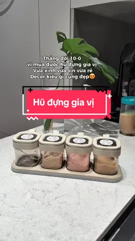 Hũ đựng gia vị xinh xỉu 💕 #hudunggiavi #hudunggiavikemmuong #decorbep #thaochanoi 