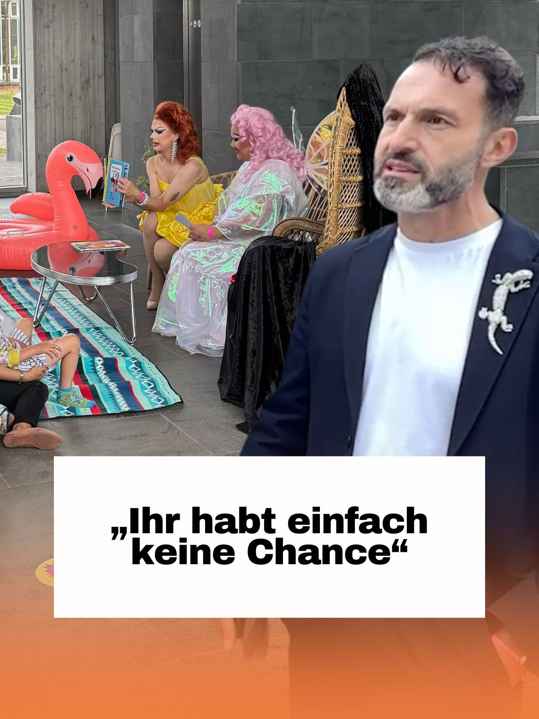 „Ihr habt einfach keine Chance“ Obwohl auf der mit Steuergeldern finanzierten Veranstaltung angeblich nichts Problematisches geschehe, hat man offenbar Angst vor kritischer Berichterstattung. Berlins sogenannter Queerbeauftragter rechtfertigt den Ausschluss von NIUS. „Rechte Medien“, so Pantisano, seien eine „Gefahr für Kinder“. #nius #berlin #dragqueens #deutschland #sommerfest