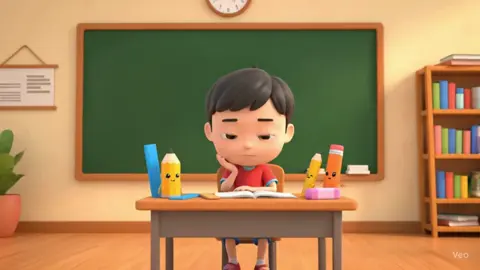 Tác phẩm của học sinh chậm tiến nhất nhóm,Hết cái mùa hè mới chịu học đàng hoàng 😂 Kiểu nước đến chân mới học 🤭 #veo3 #al #Al #canva #Canva 