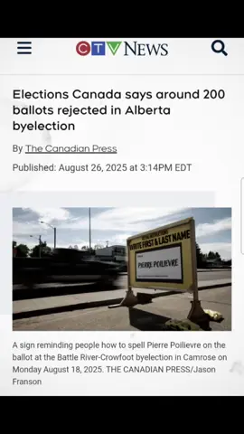 ALBERTA BYELECTION  200 BALLOTS 🗳 REJECTED ELECTION CANADA SAYS IT NEED TO RECOUNT . THAT WRONG .