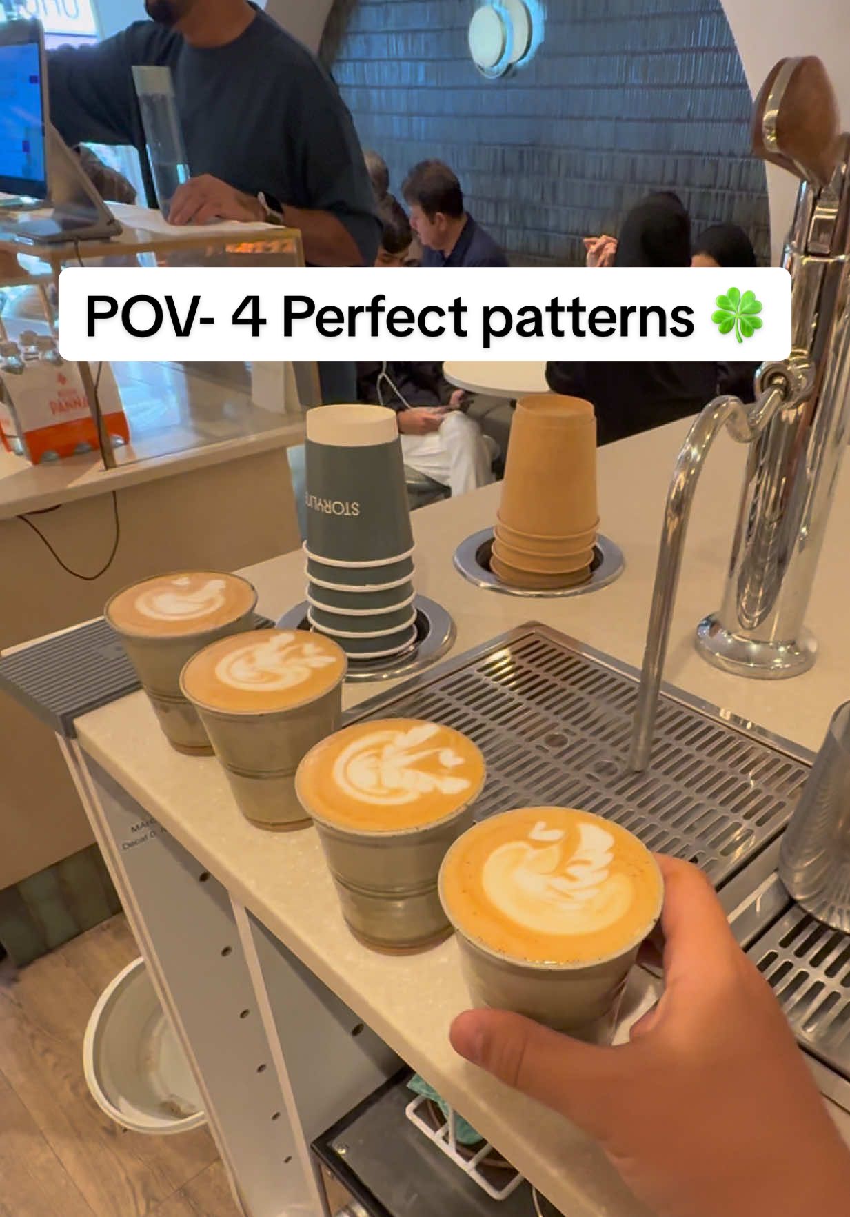 POV- 4 Perfect patterns 🍀 #latteart #coffee #barista #cafe #coffeetok 
