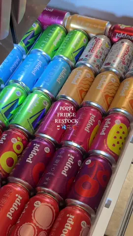 @poppi shop obsessed🫧🥤#poppipartner #sodasback #fridgerestock #restock #organization 