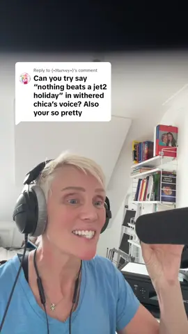 Replying to @{•𝐇𝐚𝐫𝐯𝐞𝐲•} By request! The Jet2 Holiday spot, Withered Chica style! Hopefully this is funny but it’s also a little sneak peek into how I voice. I am a very physical VA. I honestly don’t think I could work with my hands tied down.#fivenightsatfreddyss #fnaf #fyp #witheredchica #jet2holidays 
