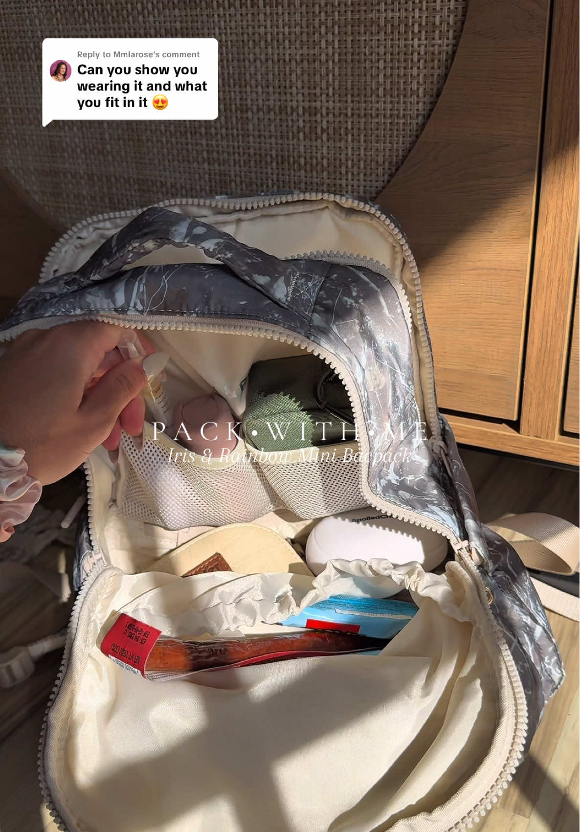 Replying to @Mmlarose pack my Iris & Rainbow mini backpack with me as a mom with big kids! This is the perfect transition bag from a diaper bag. It holds EVERYTHING you need for your big kiddos and yourself! #irisandrainbow #minibackpack #packmybag #packingasmr #diaperbag 
