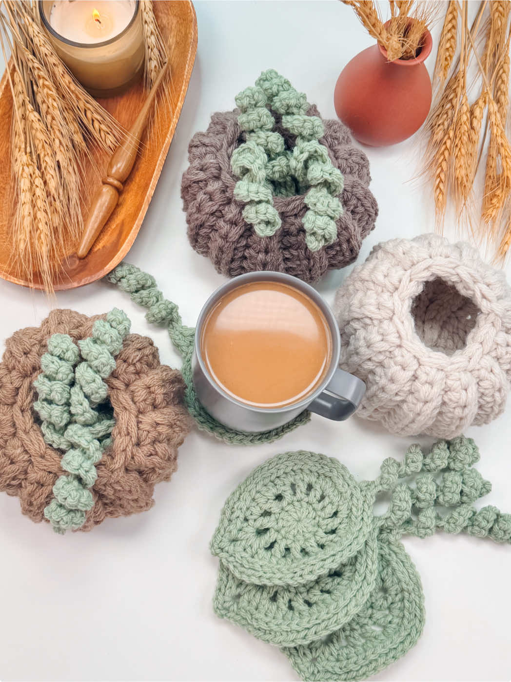 Say CCP for a Cute Crochet Pumpkin that has a hidden surprise…coasters! 🍂🎃 Bring the cozy vibes home this fall with a crochet project that’s equal parts fun and functional! These pumpkin fall décor pieces with matching leaf coasters are the perfect way to add handmade charm to your table. Whether you’re sipping pumpkin spice or setting up for a fall gathering, this project will keep things festive and cozy. 🧶 Perfect for stash-busting and quick makes  🍁 Great as décor or thoughtful handmade gifts  🎃 Beginner-friendly with cozy fall flair #CrochetFallDecor #PumpkinCrochet #CrochetCoasters