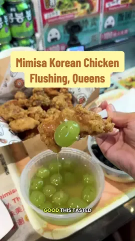 This weekend will be your LAST CHANCE to try out the viral green grape Korean fried chicken at Mimisa! A new location will be announced soon 🫶🏼 #flushingnyc #flushingqueensnyc #nyckoreanfood #nyckoreanfriedchicken #nyccontentcreator 