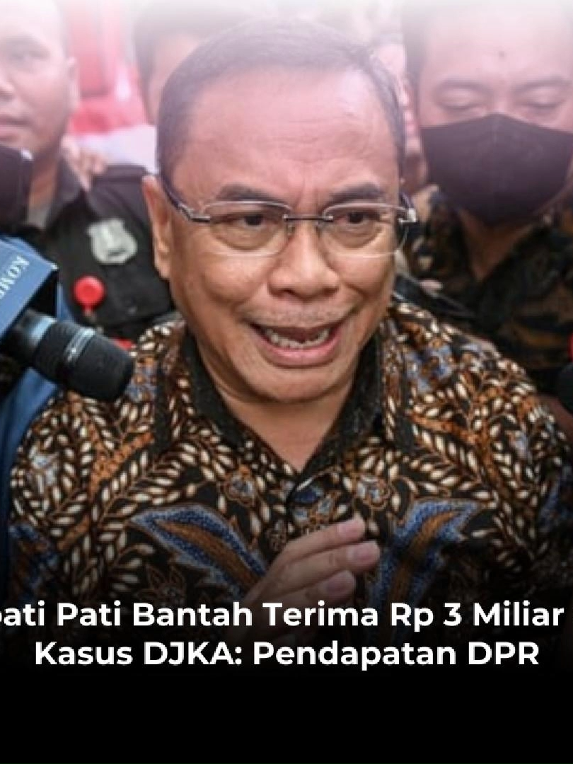 Bupati Pati Bantah Terima Rp 3 Miliar dari Kasus DJKA: Pendapatan DPR. Bupati Pati Sudewo membantah telah memperoleh uang Rp 3 miliar dari kasus suap terkait pembangunan jalur kereta di Direktur Jenderal Perkeretaapian Kementerian Perhubungan. Sudewo mengatakan, uang yang sudah disita Komisi Pemberantasan Korupsi itu adalah pendapatannya sebagai anggota DPR periode 2019–2024. #pati #patimelawan #sudewo #bupatipati #KPKRI #Fyp