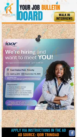 WALK IN INTERVIEWS!!!! #fyp #trini_tiktoks #vacancy #hiring #jobs 