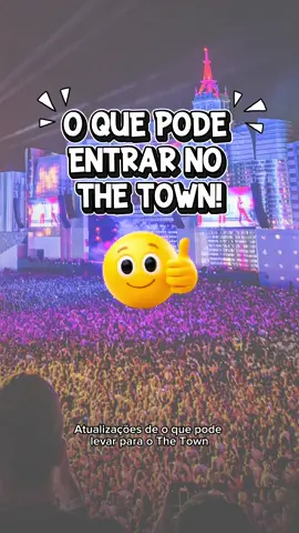 O que pode levar para o The Town ✨ Vai curtir o The Town 2025 e não sabe o que pode levar? Calma que eu te ajudo com o checklist oficial de itens permitidos na Cidade da Música! 🎶 🎒 Itens permitidos no The Town: Mochila ou bolsa pequena Protetor solar (não em spray) Óculos escuros e boné Agasalho para o friozinho da noite Capa de chuva (guarda-chuva é proibido) Até 5 alimentos por pessoa: industrializados lacrados, frutas cortadas em zip lock e sanduíches em zip lock Garrafa plástica até 500ml com água (com tampa) 💧 E tem mais: serão 140 pontos de hidratação disponíveis no festival, então leve sua garrafinha e se mantenha hidratado o tempo todo! 👉 Salva esse post pra não esquecer nada e compartilha com quem vai curtir o The Town com você! #thetown #thetown2025   #backstreetboys #travisscott 