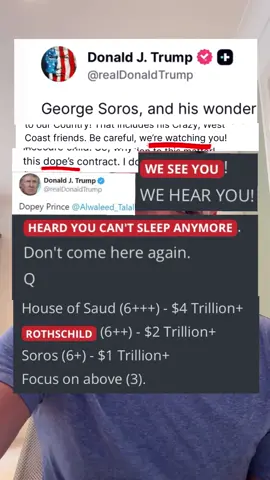 Donald Trump is bringing our focus to the Big Players on all three sides of the Triangle  Rothschilds AlWaleed - Saud George Soros The Rothchilds are connect to every country through the banks and had control of many establishments around the world.  We caught them all #harrythesoulcoach #donaldtrump #rothschild #q #soros 