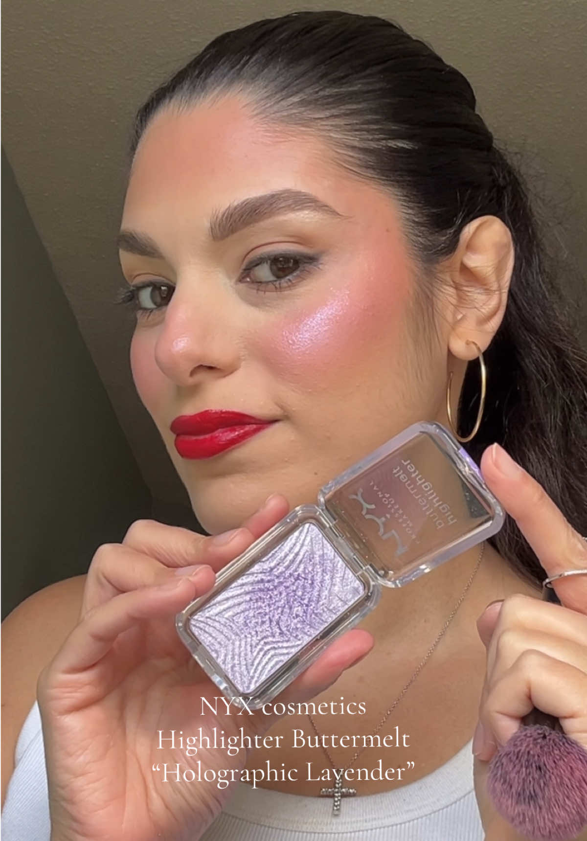 Would you try this lavender highlighter?! 💜 @NYX Professional Makeup #makeup #BeautyTok #affordablemakeup #nyxcosmetics #highlighter 