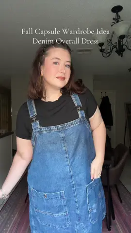 Wearing size XL #denimdress #capsulewardrobe #fallcapsulewardrobe #denimoveralls #overalloutfit 