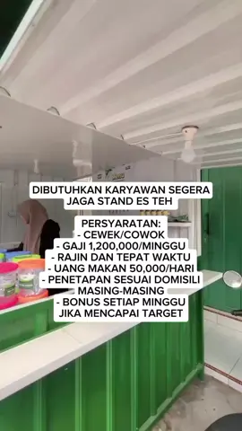 Dibutuhkan karyawan segera jaga stand teh kota..  #esteh #estehindonesia #tehpoci #pypシ #lokerterbaru #loker2025 #lokerindonesia #zyxcba #foryou #foryoupage #lewatberanda 