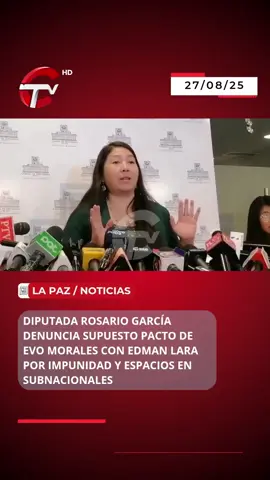 Rosario García, diputada del ala arcista del MAS, denunció un presunto acuerdo político entre Evo Morales y el candidato Edman Lara. Según la legisladora, el pacto contemplaría impunidad para el exmandatario y participación de sus seguidores en las próximas elecciones subnacionales. Aseguró que la información proviene de fuentes en Santa Cruz y que es “totalmente verídica”. #ctv #ctvbolivia #MAS #EvoMorales #capitanlara 