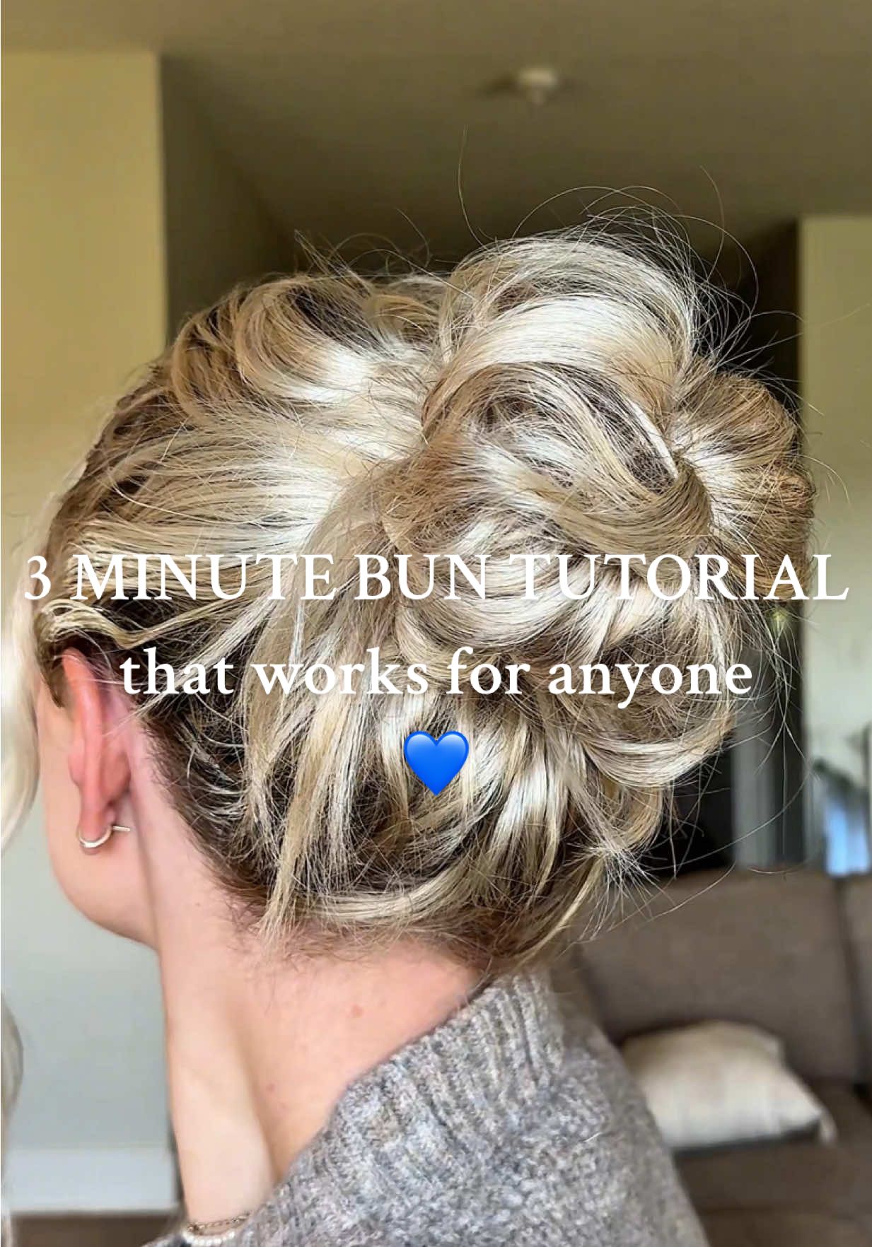 3 Minute Bun Tutorial that works for any hair texture and is so easy you can’t mess it up! This is my favorite lazy girl hairstyle and I know you gals will love it too! @Dae Hair 💙 #buntutorial #hairtutorials #easyhairstyle  Easy bun tutorial, mom hairstyles, mom bun, quick hairstyles, hair hacks