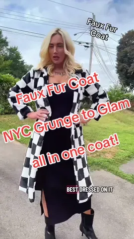 Plaid fox fur coat outfit inspo ✨ NYC street style meets versatile winter fashion — from daytime coffee runs to rooftop nights on the TTS! #fauxfur #coat #fauxfurcoat #streetwear #tiktokshopfinds 