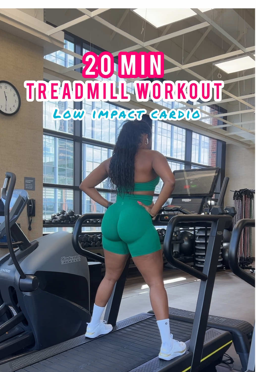 Only got 20 minutes? This treadmill workout is low impact but still gets your heart rate UP 🔥 Walking + incline + dumbbells = sweaty & effective. Perfect if you’re short on time or over your usual cardio routine. Save this & try it this week 💪🏽 #TreadmillWorkout #QuickCardio 