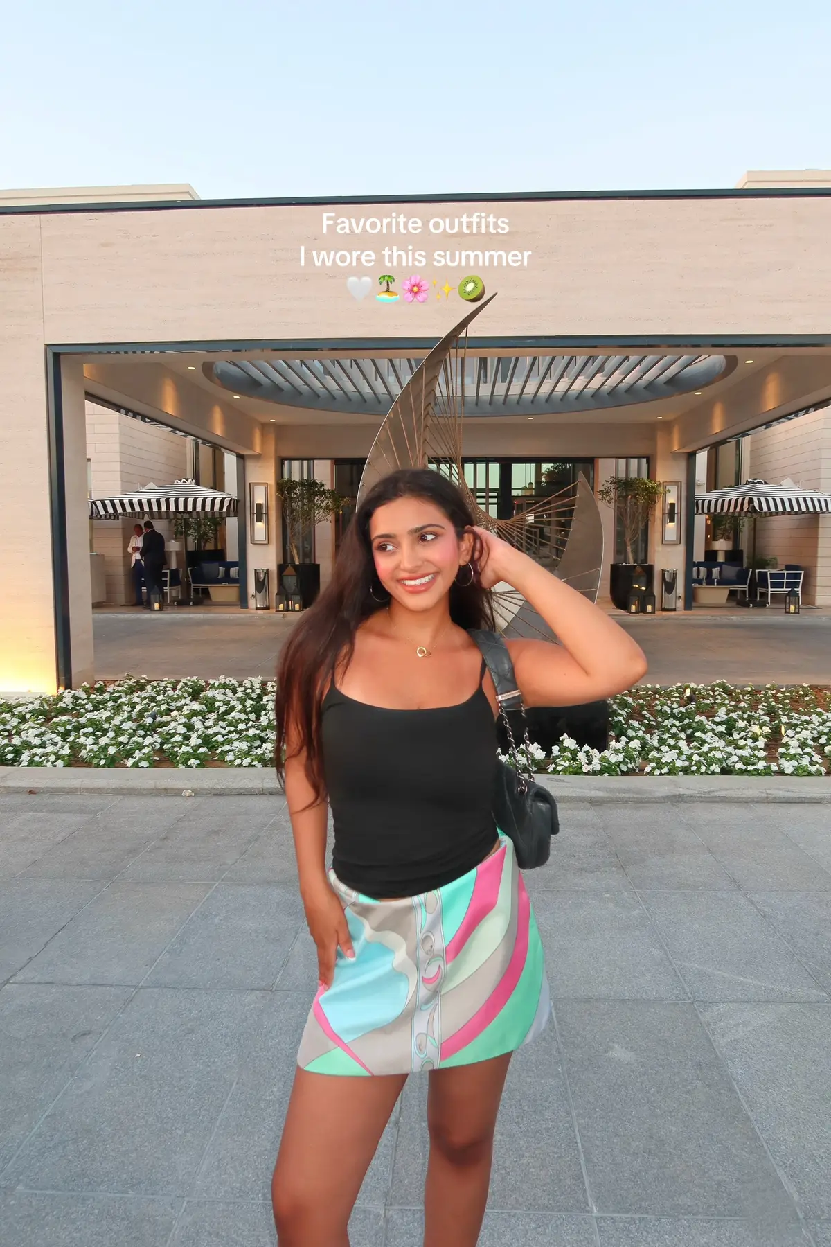 Favorite outfits I wore this summer 🫶🏼  #summeroutfits #SummerFashion #vacationoutfits #Summer #outfitinspo  Look 1  Top @ZARA  Pants @White Fox Boutique  Glasses @Prada  Bag @Miu Miu  Look 2 All @Amazon Fashion  Look 3  Skirt @pucci  Look 4 Skirt @Revolve  Top Zara  Look 5 Dress from TikTok  Look 6 Top Zara  Skirt revolve  Look 7  @Mango 