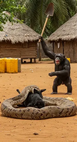Dog Trapped by Snake, Unexpected Hero Appears -- -- -- #chimpvssnake #dogrescue #animalrescue #epicrescue #viralnature