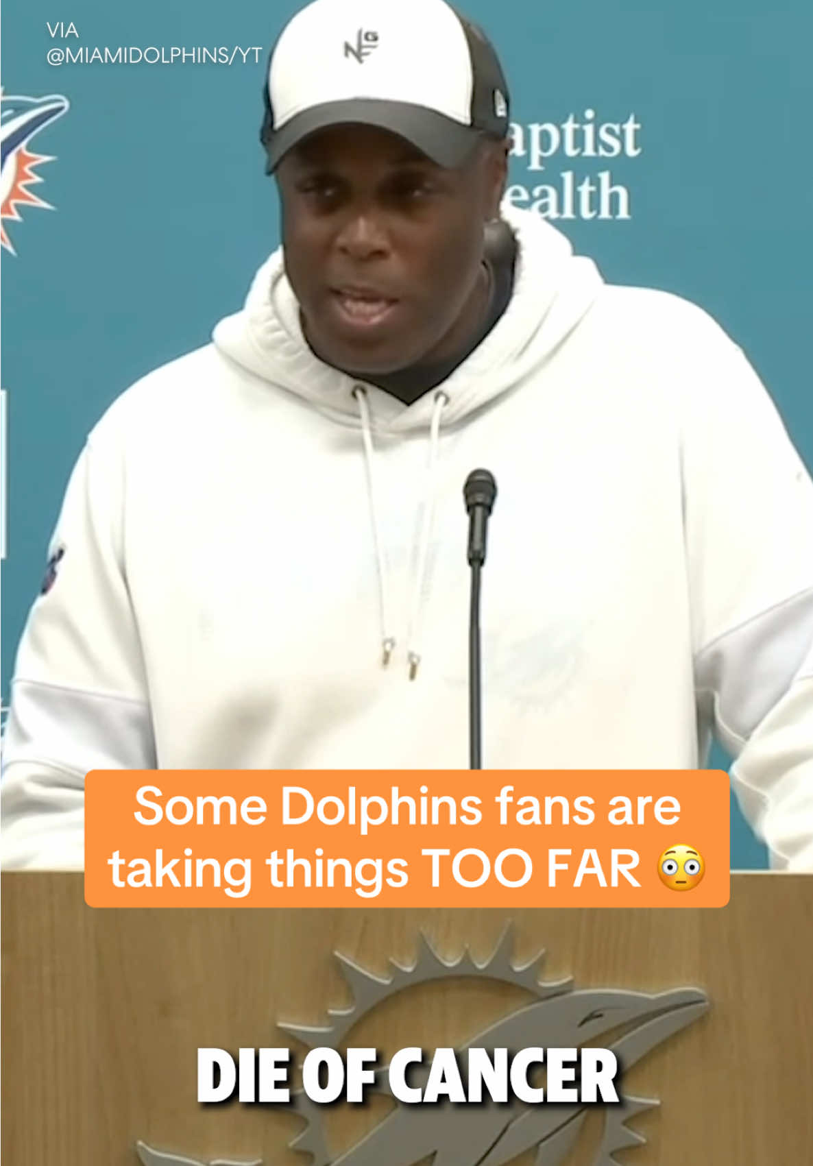 Dolphins GM Chris Grier said he's received messages from fans wishing the worst on his family. (via @Miami Dolphins) #fyp #smh #nfl #dolphins #tyreekhill 