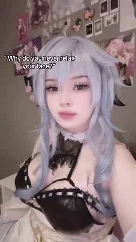 I understand now why everyone at work says I look sceptical all the time :,> #cosplay #ganyu #genshin #maid 