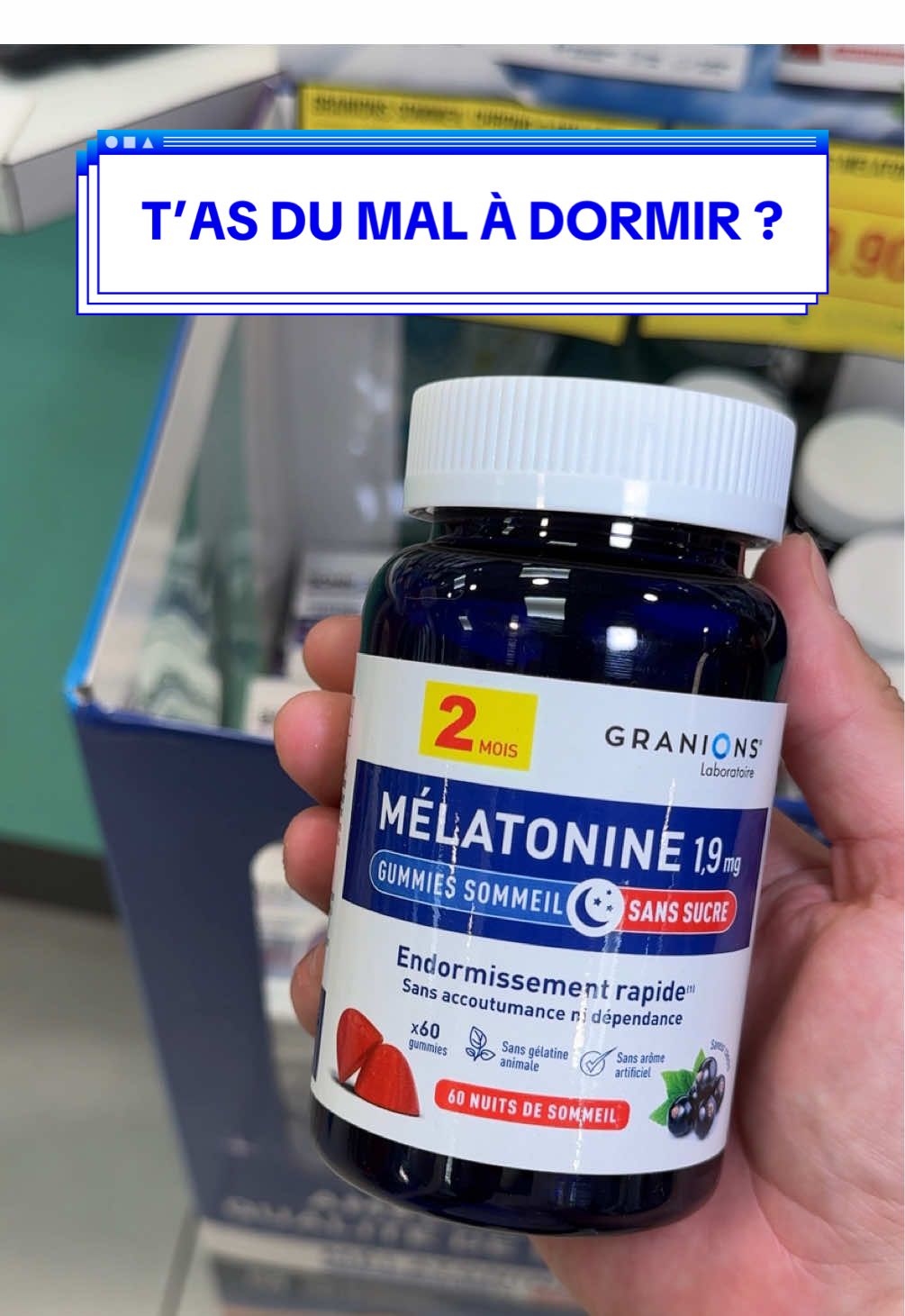 u galères à t’endormir ? 🛌💤 Les Gummies Sommeil Mélatonine, c’est la solution rapide, pratique… et super gourmande 😋 💤 Aide à lutter contre le décalage horaire et favorise l'endormissement 🫐 Goût cassis, sans sucres et vegan 💡 Pas besoin d’eau, pas de comprimé = une gomme par jour, 30 minutes avant d'aller se coucher Le sommeil, version facile et fruitée ! #granions #gummiesmélatonine #sommeilfacile #endormissement #sanssucres #vegan #bienetre #frenchpharmacy #pharmacie
