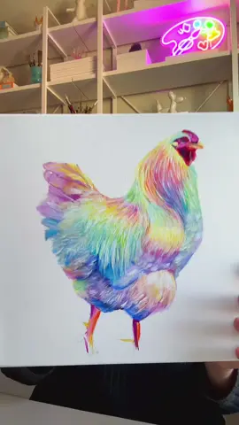 Almost done with this chicken! #chickensoftiktok #artchallenge #pastelrainbow #colorfulart 