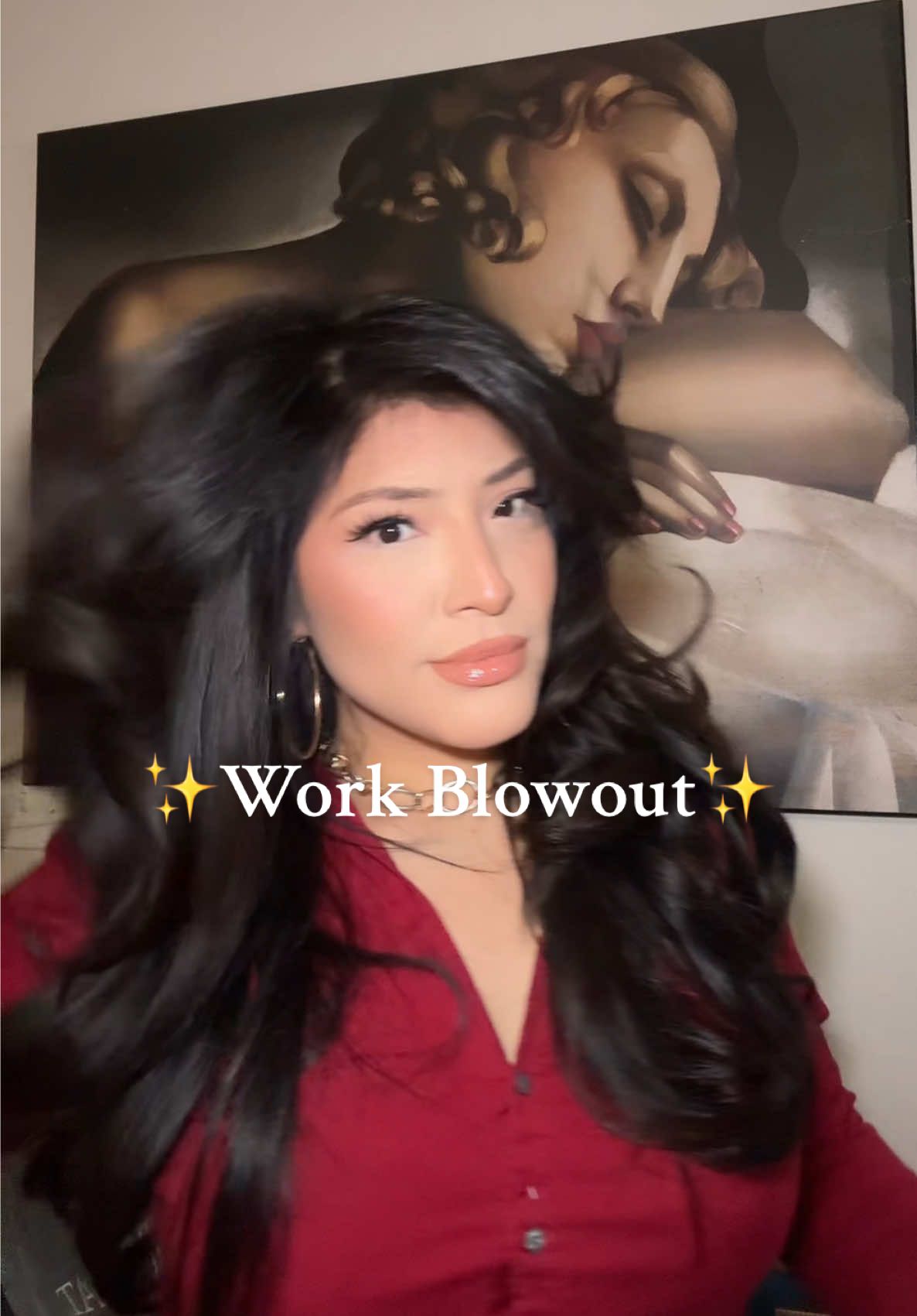 work Blowout❤️ pinned up blowout for a bouncier look! #blowouthair #blowout #tiktokhair #long #foryou 