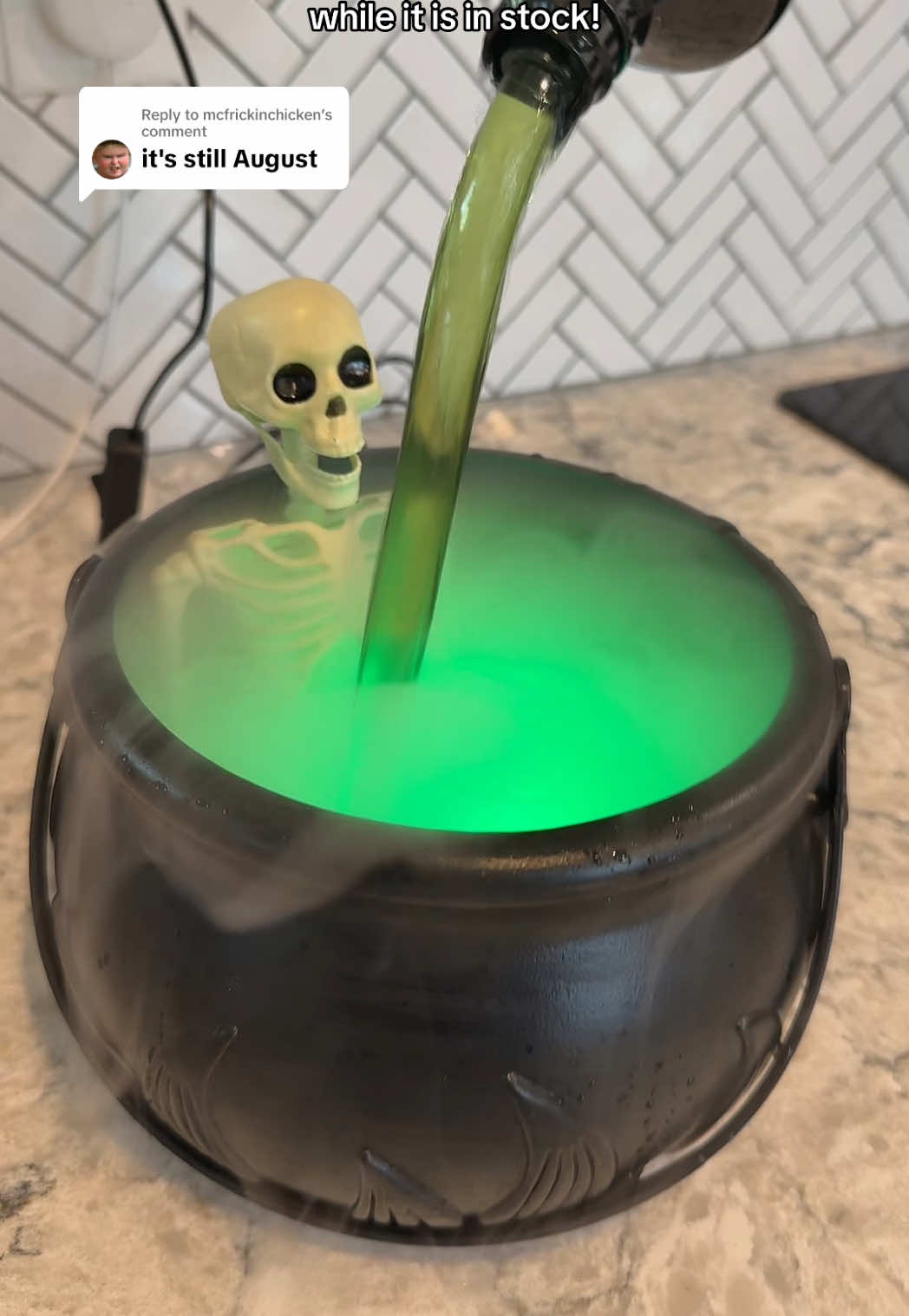 Replying to @mcfrickinchicken Obsessed is an understatement 😍💀 #halloween #halloweendecorations #skeleton #cauldron #skeletonbath 