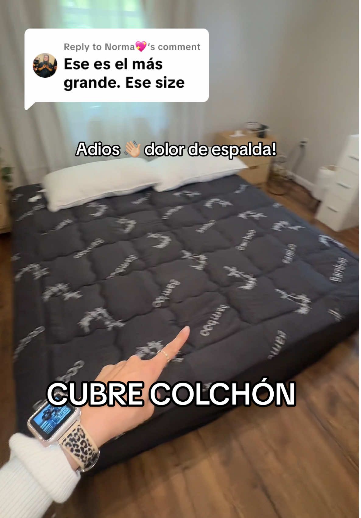 Replying to @Norma💖 el mío es tamaño King mi cama es king size #Bedlore #MattressTopper #CubreColchon #BambooMattressPad #TikTokShopFinds