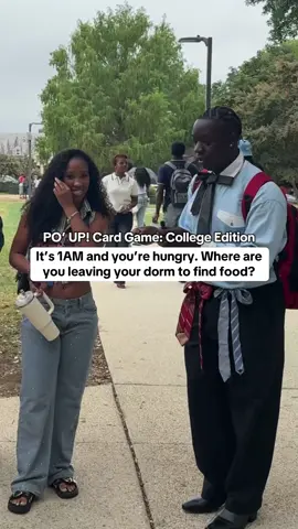 It’s 1AM and you’re hungry. Where are you leaving your dorm to find food? @theebamideleaina asked this question from the “Nostalgia” category of PO’ UP! Card Game: College Edition at Howard University. ——— PO’ UP! is a brand of party games dedicated to bridging the gap in Black experiences from college to the workplace.  PO’ UP! Card Game: College Edition is dedicated to highlighting the shared experiences of Black college students and grads from HBCUs to PWIs.  PO’ UP! Card Game: Black in the Workplace is a party game for … *drumroll please* … Black people in the workplace. Get yours for homecoming today!  #poupcards #howarduniversity #dormlife #latenighteats #dctok 