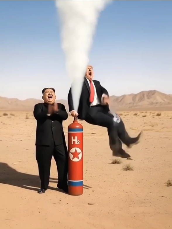 Trump vs Kim Jong-Un | Hydrogen Cylinder Prank in Desert – Hilarious Political Comedy #funny #memes #fyp #shorts #foryoupage❤️❤️ 