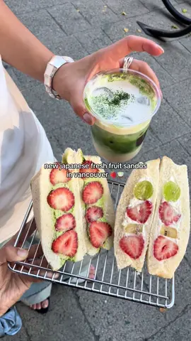 new matcha and japanese fruit sando popup happening in vancouver this sunday 08/31 from 12-4PM at 75 e pender street 🍓🥝🍵 try limited edition drink flavours and brand new japanese mixed fruit sandos  #vancouver #matcha #cafe #cafepopup #fruitsando 