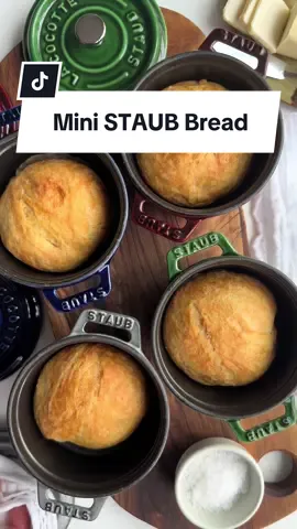 This is your sign to bake mini bread in your mini cast iron Dutch ovens. #madeinstaub #staub #tinybread #minifood #miniDutchoven  