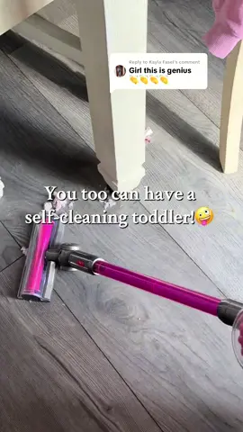 Replying to @Kayla Fasel  I love that my toddler actually wants to clean up now 🤪  Now only if it could pick up her toys too… 🤔  #toyvacuum #vacuum #workingtoyvacuum #toddlervacuum #kidsvacuum 