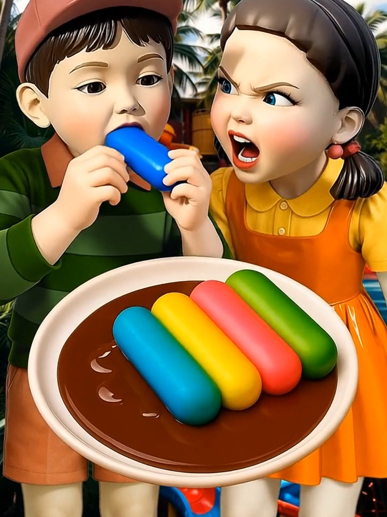 Squid Game AI Korean Snack Colorful Candy ASMR Mukbang #squidgame #squidgame2 #ai #asmr #eating #cute #funny #snacks #cartoon #shorts #viral #cutebaby #fyp #mukbang #foryou #foryoupage