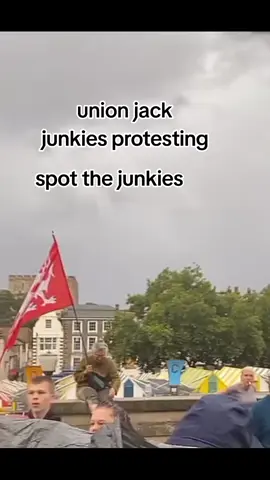 spot the junkies protesting with British flags #unionjackjunkie  #protesters #arrests 