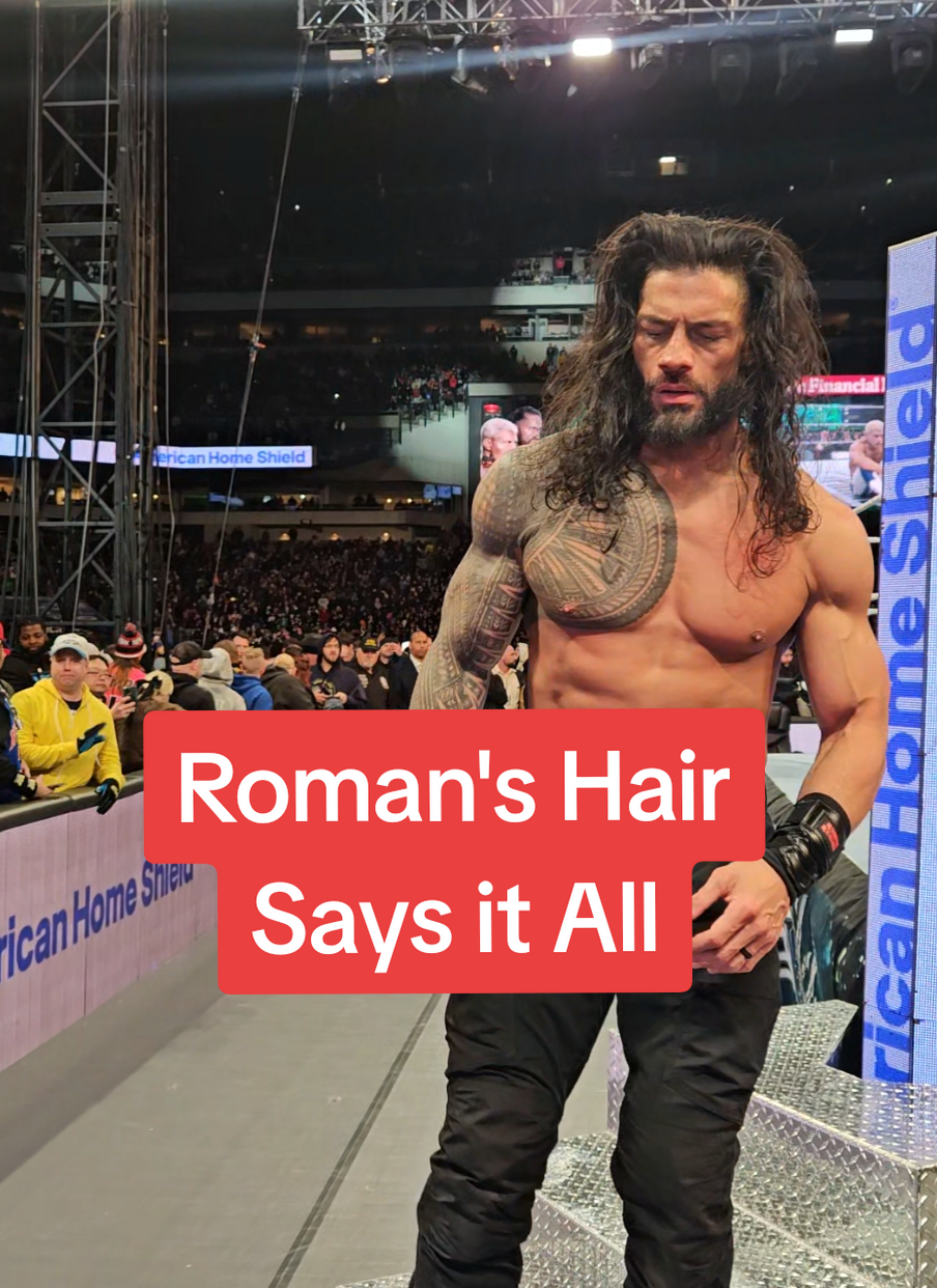 Roman Reigns looks disheveled after a tag match win with The Rock. This will set the stage for the WrestleMania 40 Night 2 Main Event. #messyhair #romanreigns #winningstreak #wrestlemania40 #bigtime 