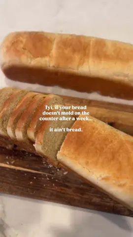 Follow along and let’s make REAL bread together🙂‍↕️🍞 This recipe along with 100 other REAL FOOD kitchen staple recipes are in my brand new cookbook— Staples From Scratch! It’s linked in my bio!!💕 For this homemade bread, here’s my recipe: 2 tsp active dry yeast 2 cups very warm water 1/2 cup granulated sugar or honey 2 eggs 2 tsp salt 1/2 cup melted butter 6 1/2 cups all purpose flour Combine water, yeast and sugar in a stand mixer. Add in all other ingredients (except the flour). Stir to combine and then slowly add flour until the dough comes away from the bowl and forms a ball that is no longer sticky. Knead for 3-5 mins. Oil a bowl and place the dough ball in and cover. Let double in size (about 1 hr). Punch down and form into loaves (3 regular size loaves, 2 long Pullman Pan loaves— this is what I used) cover and let rise for another 30-45 mins. Bake at 350 for around 25-30 mins, until golden and sounds hollow when tapped. Let cool before slicing and enjoy! #homestead #homemadebread #breadrecipe 